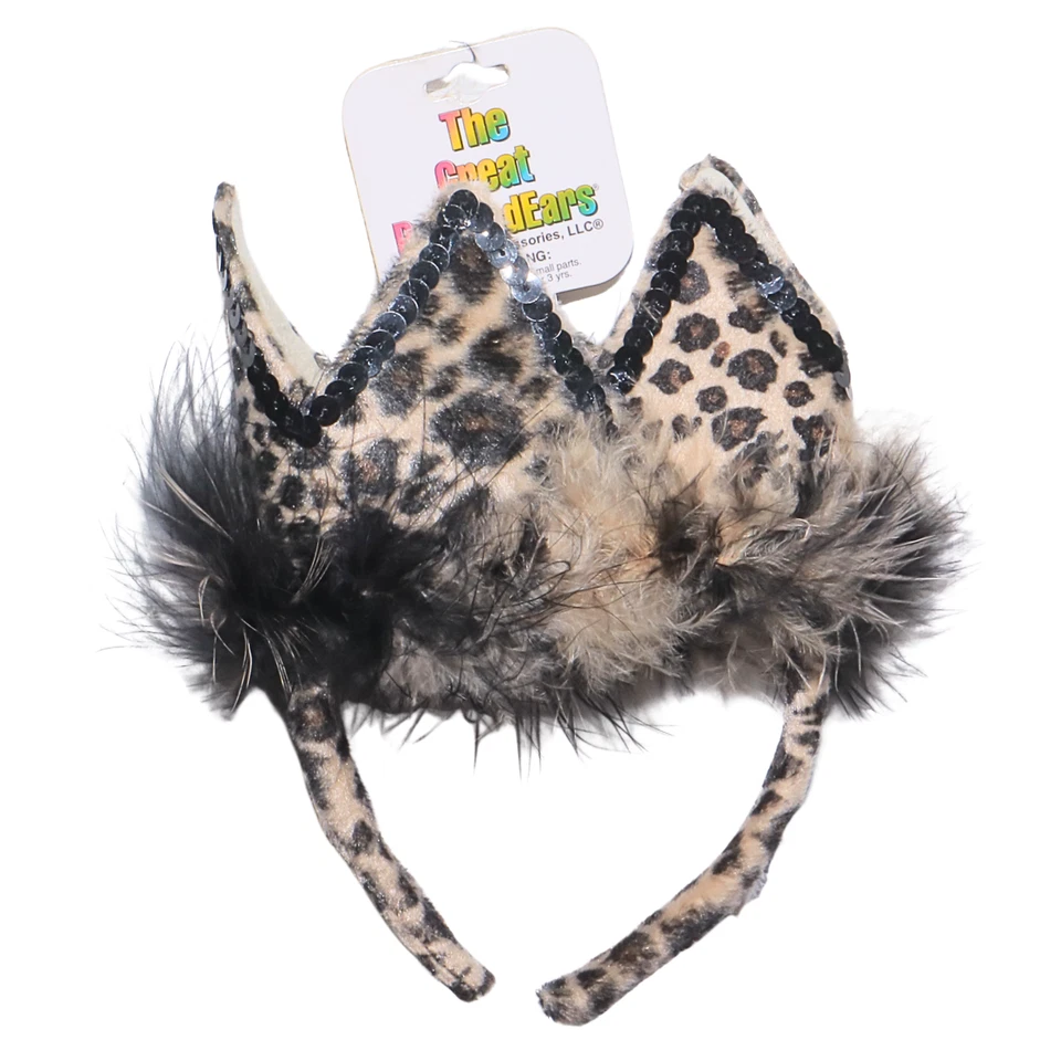 Новый большой притворяться девочек леопард тиара обруч для волос желтовато-коричневый 3pk короны вечеринки - Изображение 4 из 4