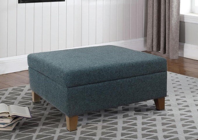 Homepop Storage Ottoman 32" x 15.7" x 32" Polyester Square Textured Navy Finish