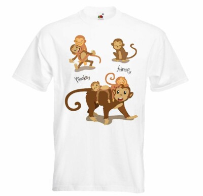 T-Shirt AFFEN FAMILIE MONKEY SCHIMPANSE AFFE GORILLA SILBERRÜCKEN MENSCHENAFFE