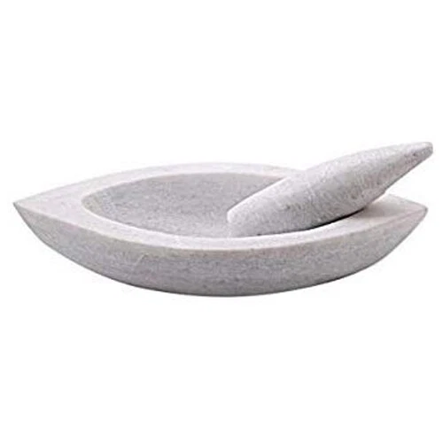 Anupam Handmade Durable White Marble Imam Dasta Mortar Pestle Set Ohkli Musal 02