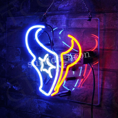 Huston Football Team Neon Light Sign Cave Room Decor Neon Craft 17"x17"