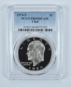 1974-S Eisenhower Dollar Clad PR69 DCAM PCGS Blue Label *3503