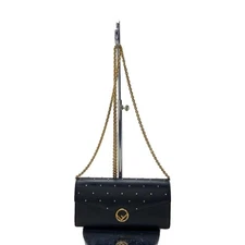 Used FENDI◆Bifold wallet/leather/BLK/plain/ladies/8M0365/chain wallet//