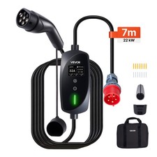 VEVOR Mobile Wallbox 22kW 32A Typ2 Ladestation 7m Ladekabel 3-Phasig CEE Stecker