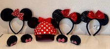 COLLECTIBLE ORIGINAL DISNEY MINNIE MOUSE HEAD ACCESSORIES- 6 ITEMS
