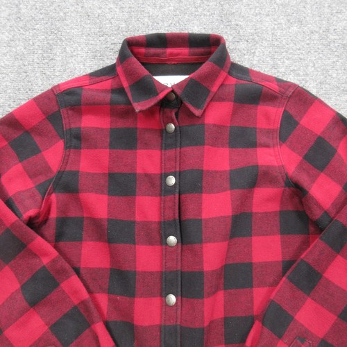 Camicia Orvis donna XS rossa nera bufalo quadri flanella bottoni a pressione foderata outdoor - Foto 3 di 14