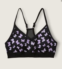 Victoria  s Secret PINK Active Black Butterfly Sports Bra Lightly Lined Size L