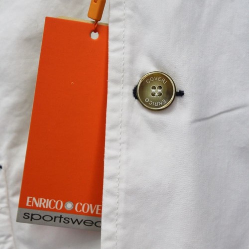 Delavè leichte Jacke Enrico Coveri gefüttert weiß Baumwolle 2 Knöpfe Logo - Bild 6 von 7