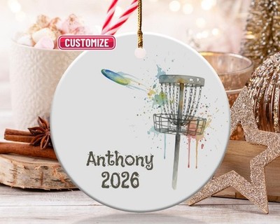 Personalized Disc Golf Ornament, Custom Name and Year, Unique Gift for Disc G...