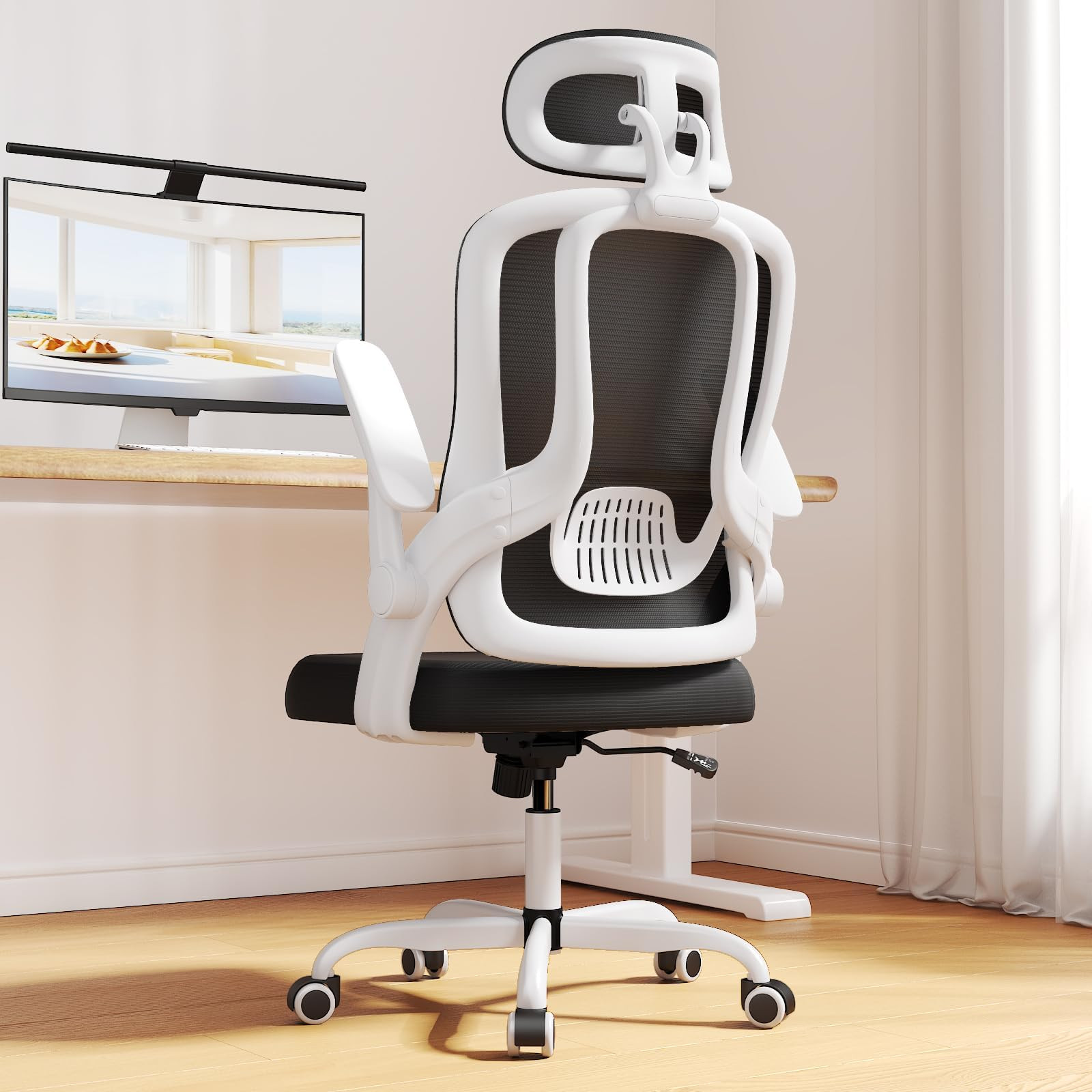 High Back Ergonomic Home Office Desk Chair with Flip-Up Arms