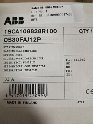 ABB Main Disconnect      OS30FAJ12P