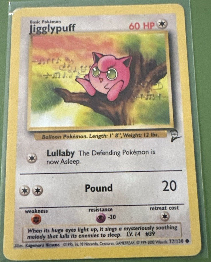 Jigglypuff 77/130 Pokémon Base Set 2 NM/EX Vintage Nintendo Card WOTC TCG RARE