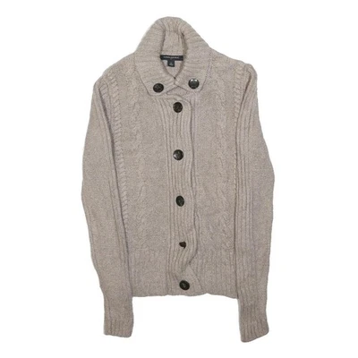 BANANA REPUBLIC Pull-over Beige Côtelé Col Boutonné XS Laine - Photo 1/4