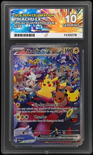 Pokemon TCG Pikachu ex 150/128 2026 30th Celebration SIR Foil ACE 10