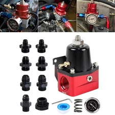 Black Adjustable Efi Fuel Pressure Regulator Bypass Gauge AN6 AN8 AN10 Injected