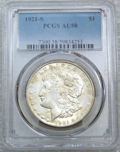 1921-S Morgan Silver Dollar PCGS AU58 Frosty Just Graded New Holder #J223K
