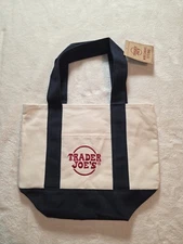 Trader Joe's Mini Canvas Tote Bag Navy Blue New With Tag