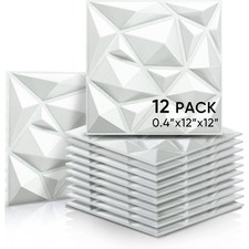 12pc Acoustics 3D Absorption Soundproof Panels 12x12x0.4 White DIY Home Office