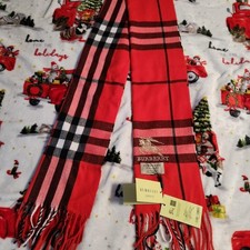 Red Burberry Cashmere Scarf