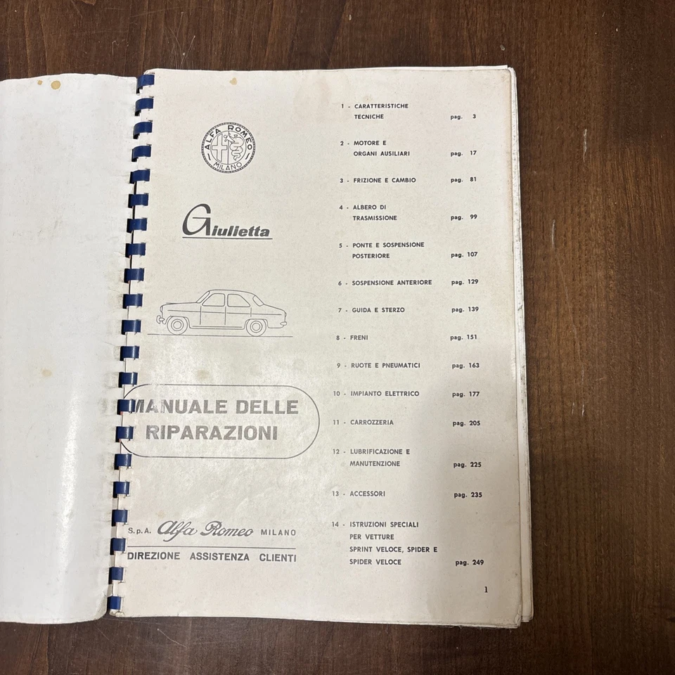 Alfa Romeo Giulietta Manuale Riparazioni Coupe Spider - Immagine 3 di 4