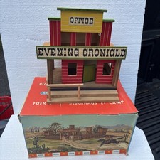 Vintage Hausser Elastolin Western Evening Chronicle Wood Building 1950s with Box