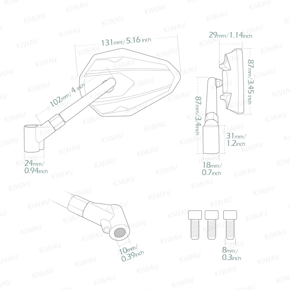 Espejos 4RIZZ negros ajustables se adapta a 8 mm para scooters Vespa Kymco TGB Foto 2 de 4