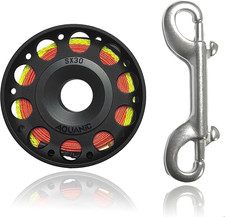 Scuba Diving Reel 99FT Finger Reel with Dive Double-Ended Bolt Snap Clip Aluminu