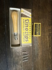 VTG SPEEDBALL LINOZIPS LINOLEUM CUTTERS NO. 27--4 CUTTERS, 1 HANDLE, MADE IN USA