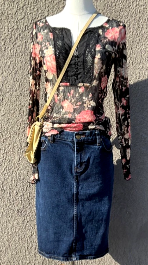 LRL Lauren Jeans Co Ralph Lauren Denim Azul Falda Mujer’s Talla Pequeña 6 Vintage  Foto 2 de 4