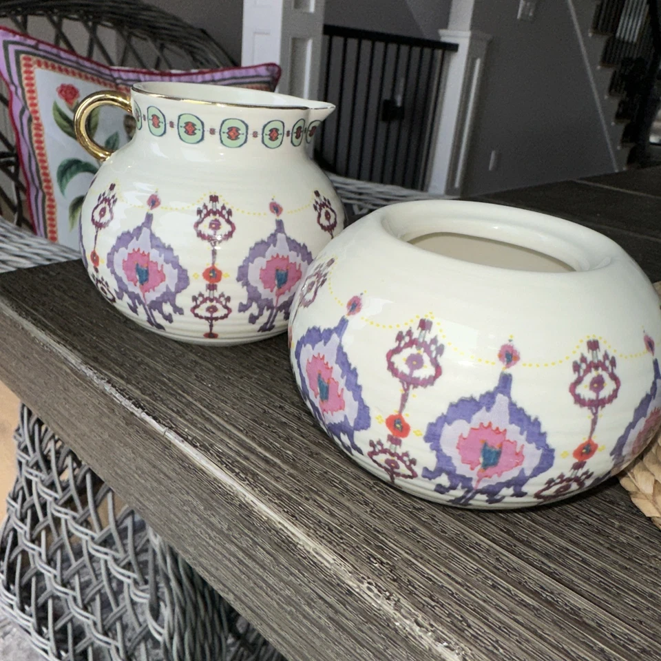 Precioso conjunto Anthropologie crema y azúcar diseño IKAT Foto 2 de 4