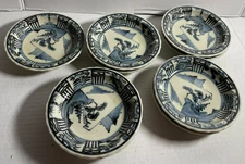 Lot of 9 Takahashi San Francisco Japan Ceramic Blue White Decorative Dishes
