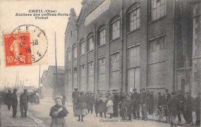Old postcard 60 Creil / ateliers des coffres forts card