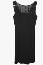 Evan Picone Women Midi Black Dress SZ 4 Sleeveless Slip-on Flare