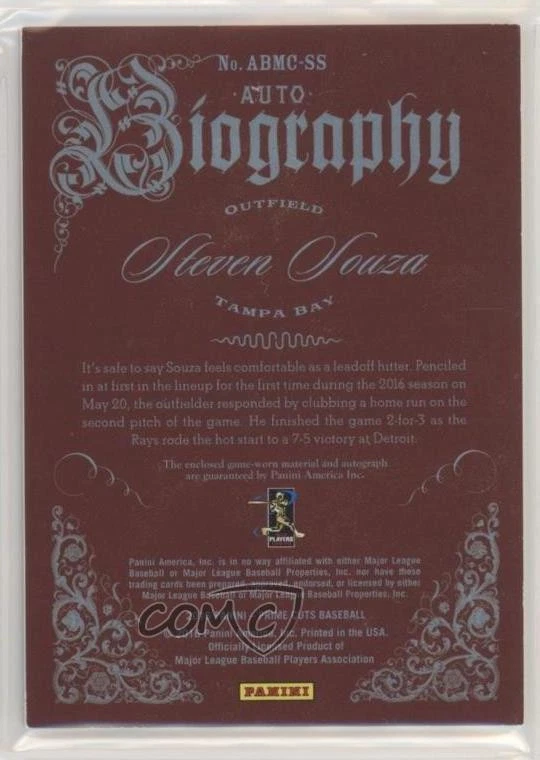 2016 Panini Prime Cuts Biography Materials Combos /99 Steven Souza Jr Auto - Image 2 of 2