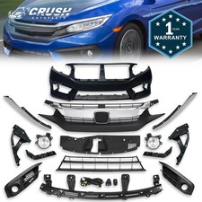 For 2016-2018 Honda Civic New Complete Bumper Grille With Fog Light Set 15pc