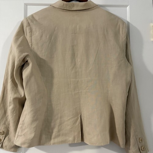 Giacca blazer Merona XL beige 100% lino bottoni davanti carriera ufficio toppa tasca - Foto 2 di 15
