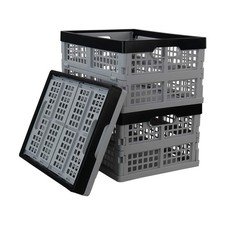 3 PCS 32 L Collapsible Storage Crates Folding Utility Baskets Box Organizer