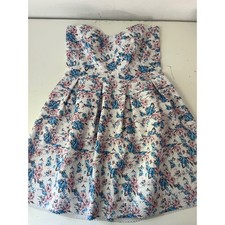 Large floral romantic strapless summer fit and flare mini cottagecore sundress