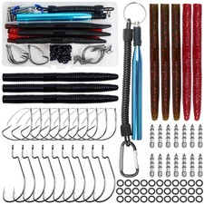 Wacky Rig Worm Fishing Lures Kit, 94pcs Bass Fishing Lures Wacky Rig Kit with...