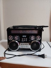 QFX Black Portable Retro AM/FM/SW 3-Band Radio With Flashlight Bluetooth Boombox