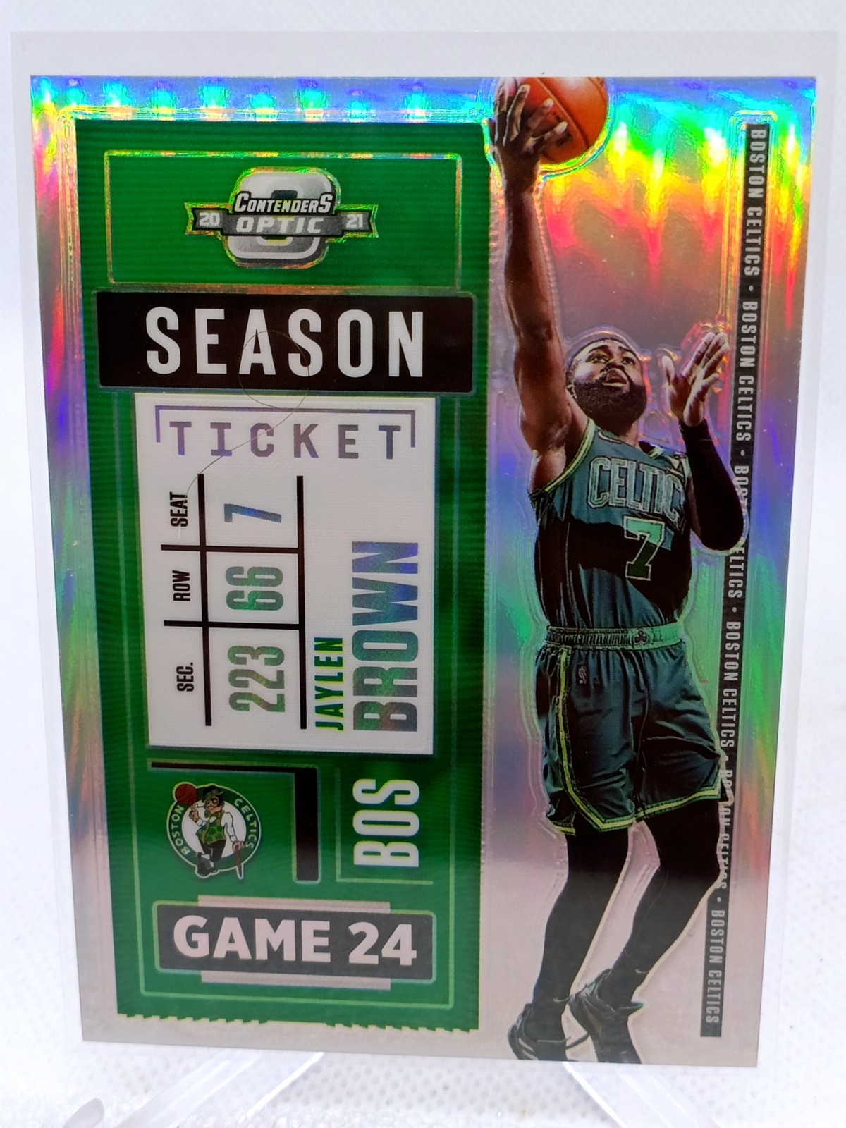 2020-21 Panini Contenders Optic - Season Ticket Jaylen Brown #84 Silver Prizm