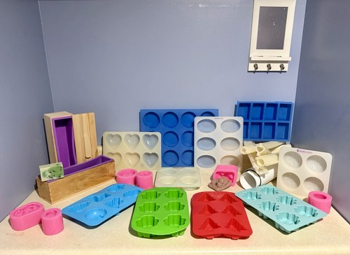 Silicone Soap Molds- 40+ Cavities Variety Set Flower Heart Round DIY Soap Making