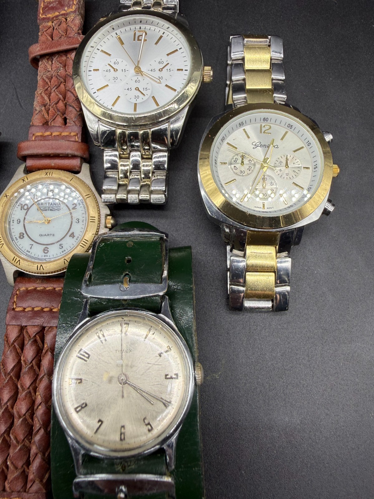 Lot 7 MIXED MEN'S WATCHES Round Face Brittania Bulova Coleman Timex ...