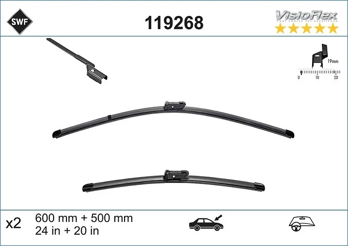 SWF Scheibenwischer mit Verschleißwarnkontakt FÜR BMW X5 E70 X6 E71 E72 vorne - Bild 2 von 4