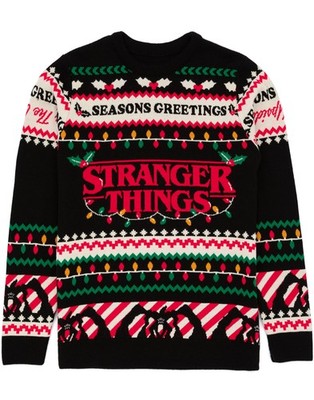 Stranger Things Schwarz Logo Weihnachtspullover Unisex Erwachsene