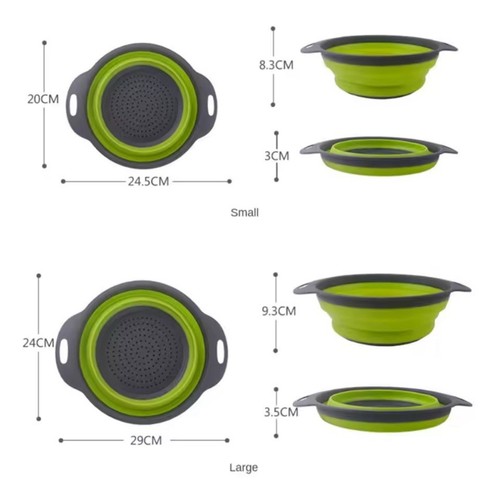 Round Collapsible Strainer for Silicone Kitchenware. Fruit and Vegetable Washing - Picture 2 of 2