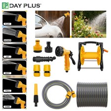 Compact Garden Hose Reel 15M 25M 30M Metres Water Pipe Standing Spray Gun Nozzle