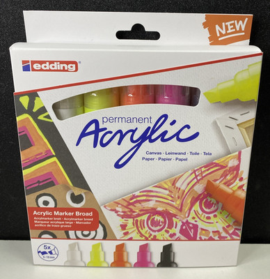 Edding 5000 Permanent Acryl Lack Marker breit 5-10 mm Keilspitze Set 5 Neon 