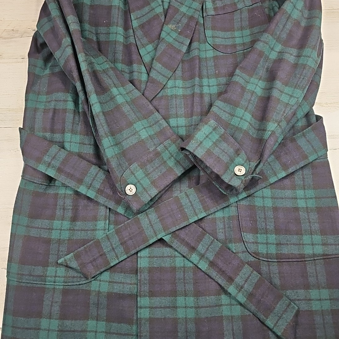 Pendleton Virgin Wool Robe Mens Medium Green Plai… - image 4