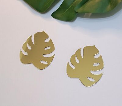 Monstera Mirror, Monstera Leaf Shaped Shatterproof Wall Mirror Sticker, Flowe...